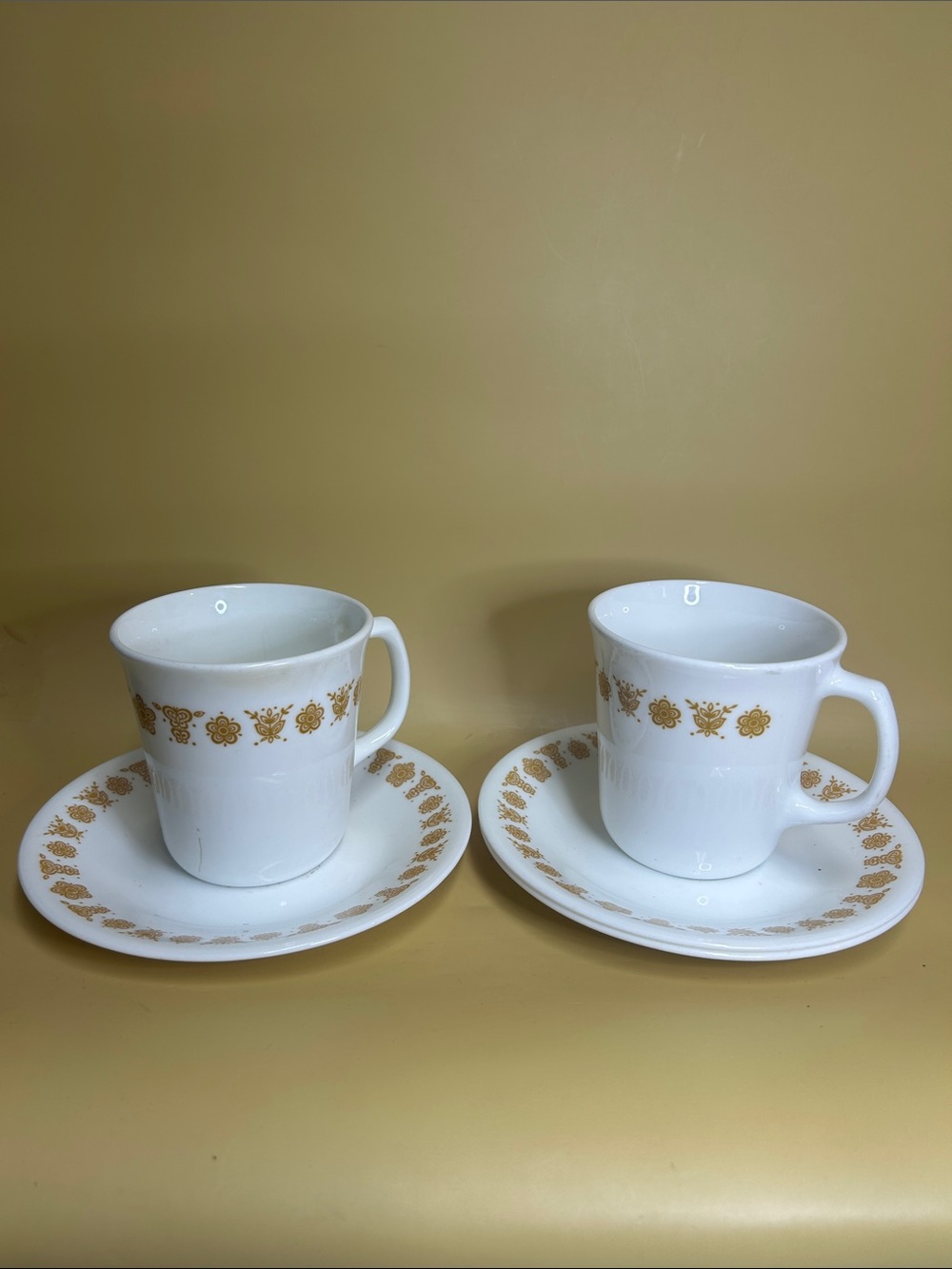 BUTTERFLY GOLD by Corelle vintage coffee mug and saucer Discontinue pattern